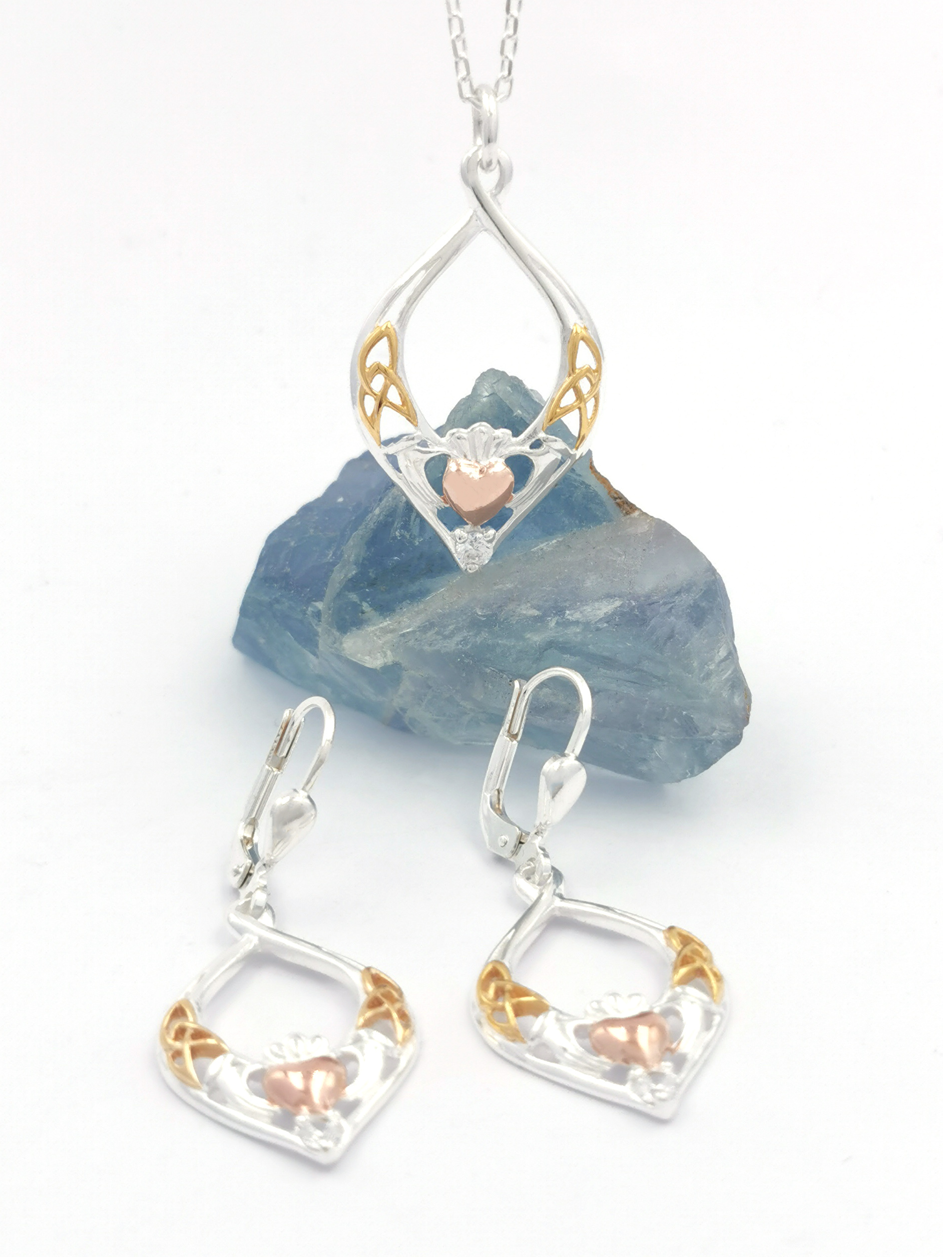 Womens Authentic Sterling Silver Claddagh Earrings