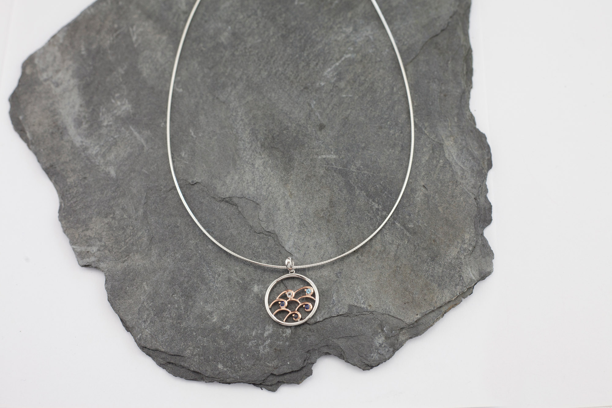 Striking Sterling Silver & Rose Gold Folklore & Irish Gold Necklace For Women
