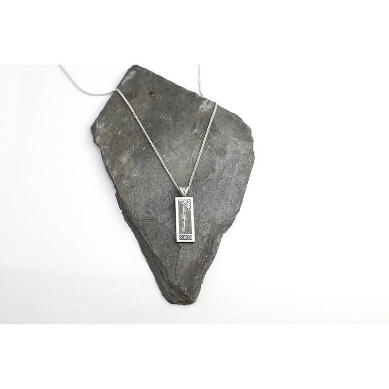 Striking Sterling Silver Ogham Necklace With a Oxidized Finish
