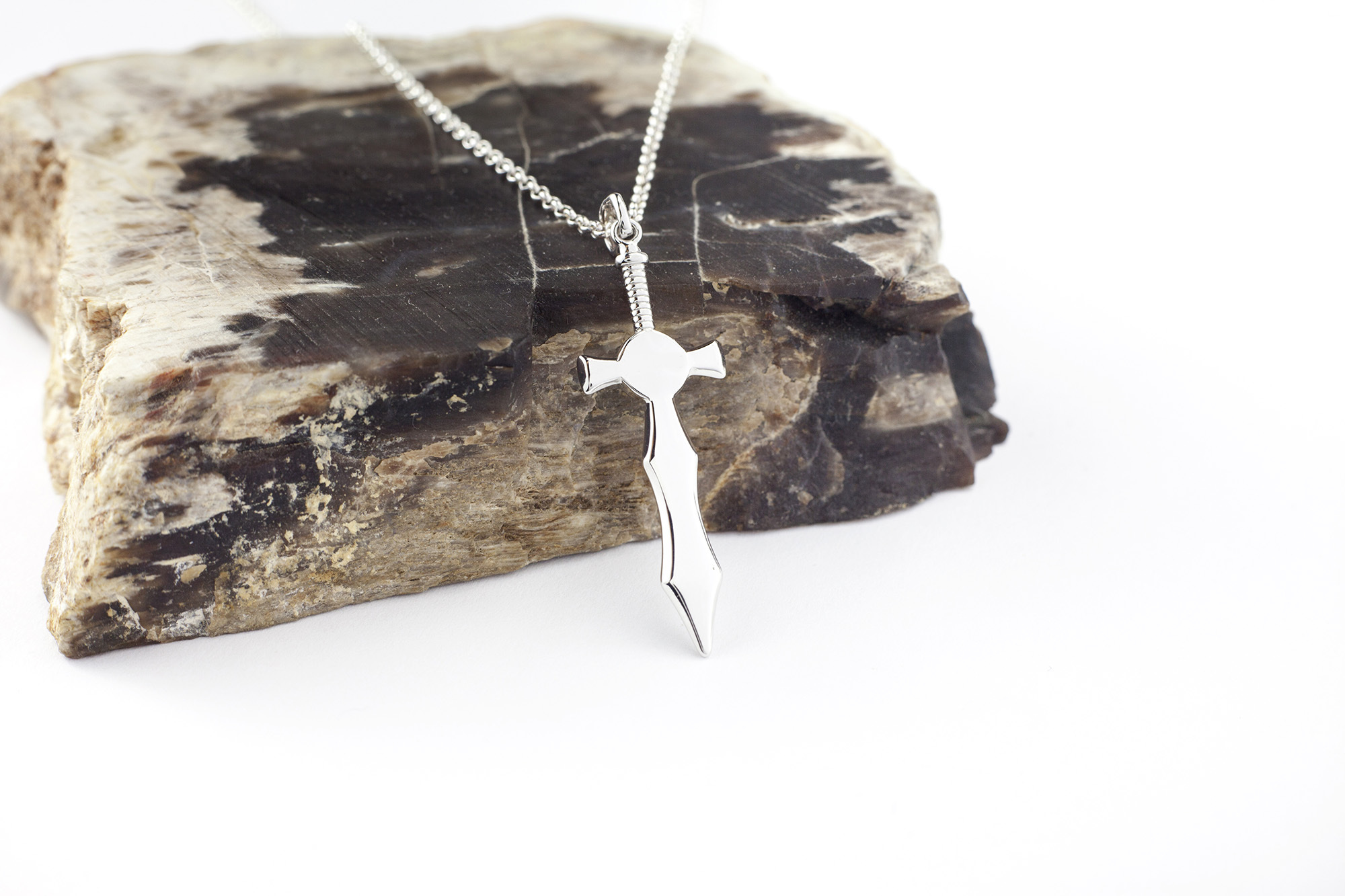 Irish Sterling Silver Celtic Warrior Necklace For Men. Picture Of The Reverse Side.