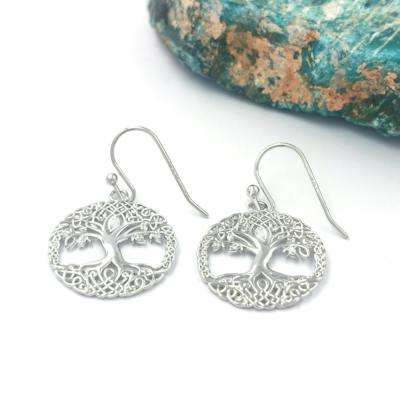 Tibetan Silver Tree Of Life Leverback Hook Earrings – Drop Dangle Style, New With Tags