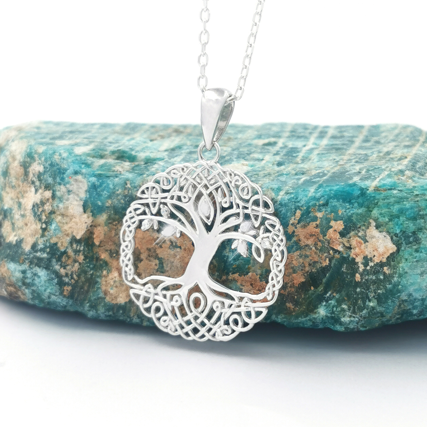Small Mystical Silver Druid Tree of Life Pendant Necklace 
