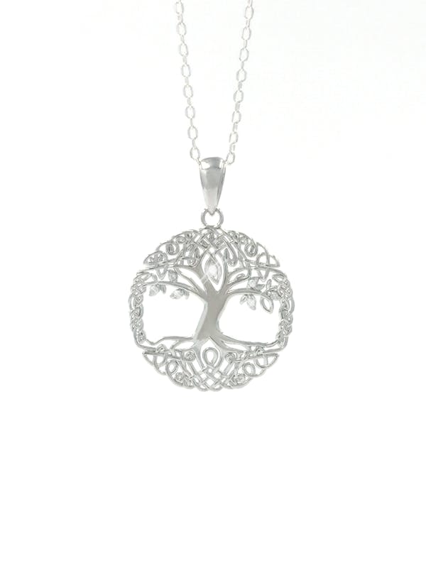 Celtic Sterling Silver,10k Yellow Gold with Diamonds, Tree of Life Pendant