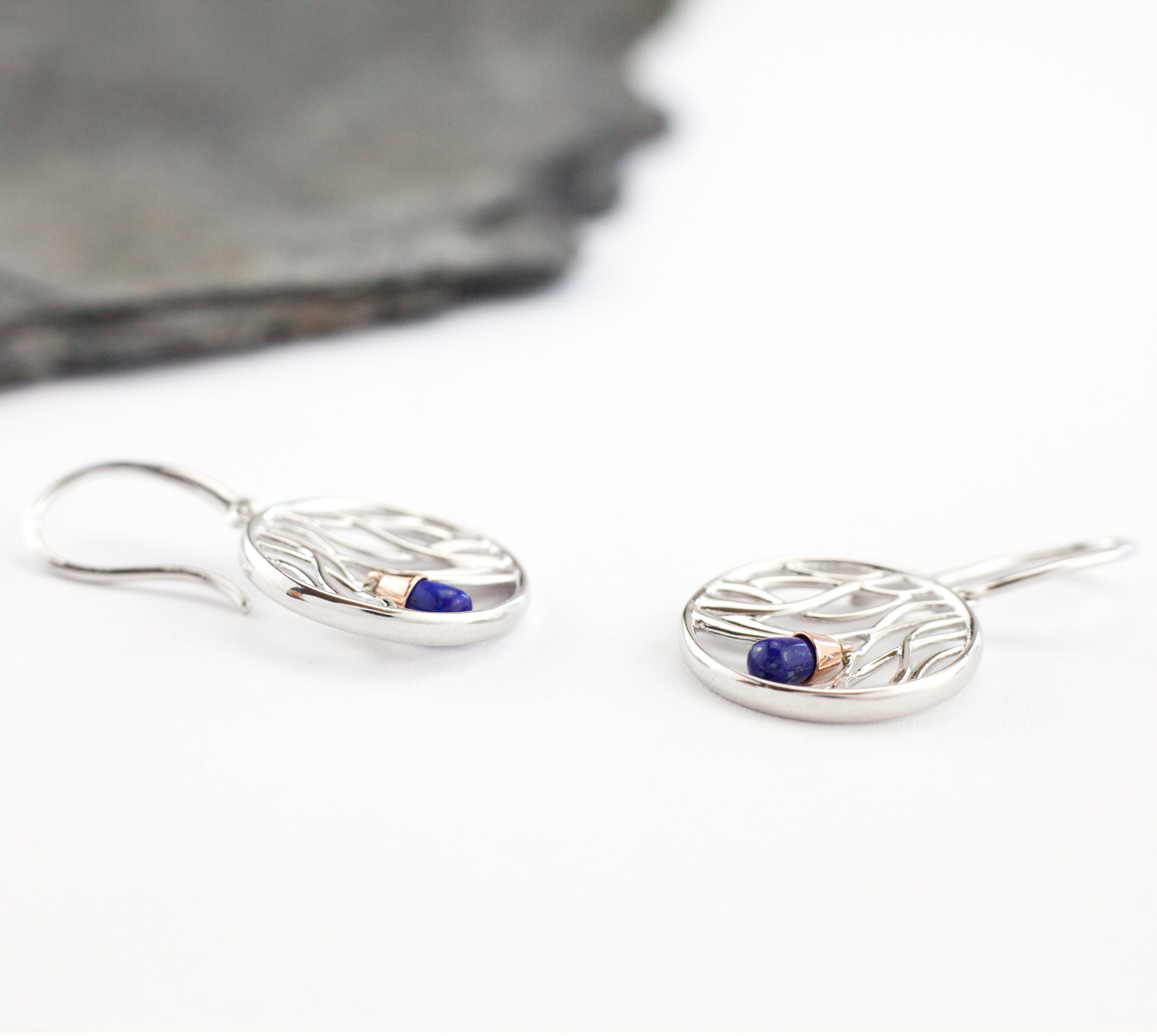 Womens Attractive Sterling Silver & 10K Rose Gold Celtic Knot Earrings