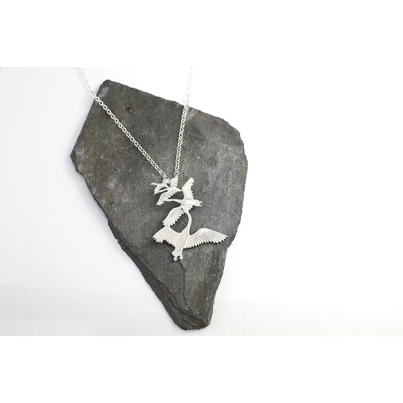 Real Sterling Silver Children of Lir & Folklore Necklace For Women
