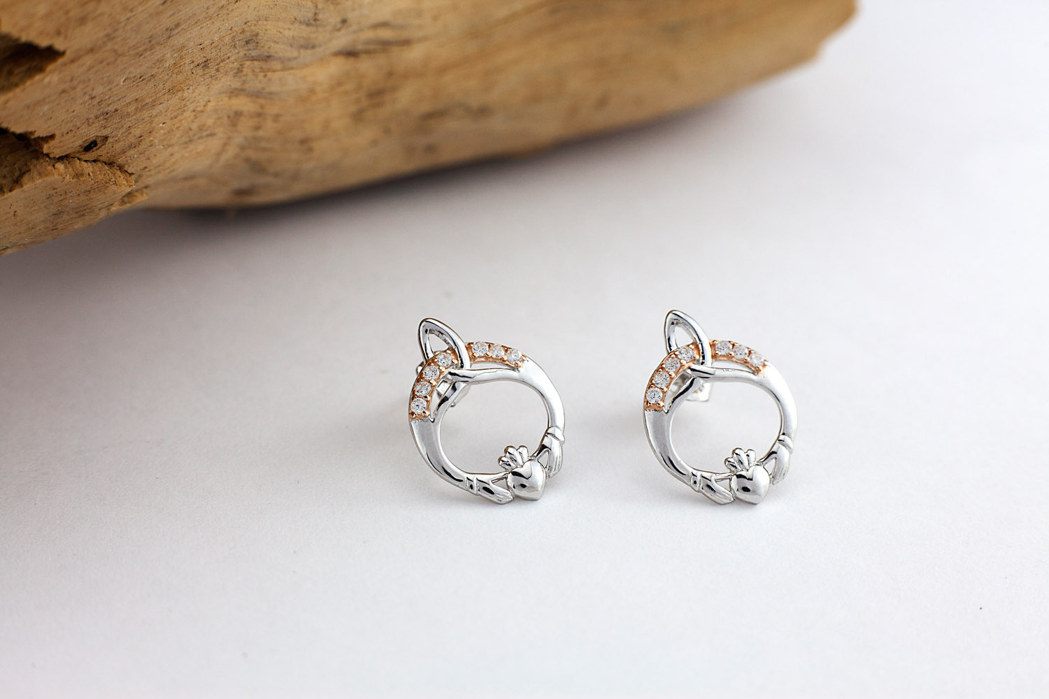 Irish Sterling Silver Claddagh & Trinity Knot Earrings For Women