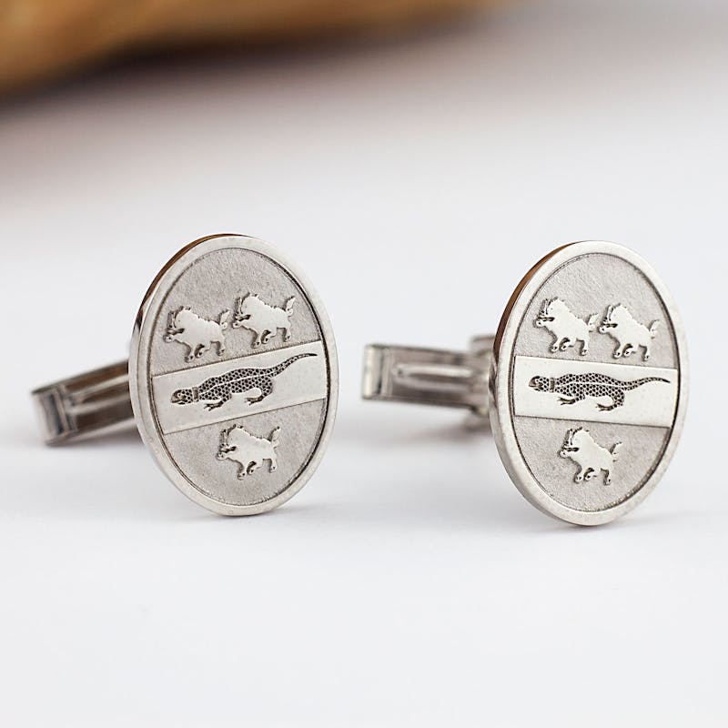 Large Mens Heirloom Weight Sterling Silver Family Crest Cufflinks