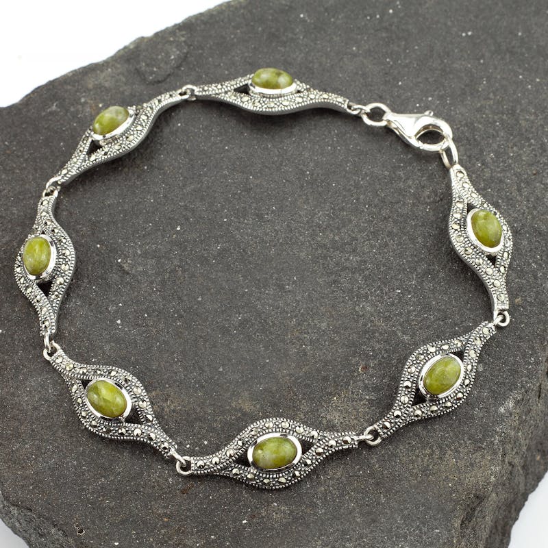 Womens Connemara Marble Bracelet in Real Sterling Silver