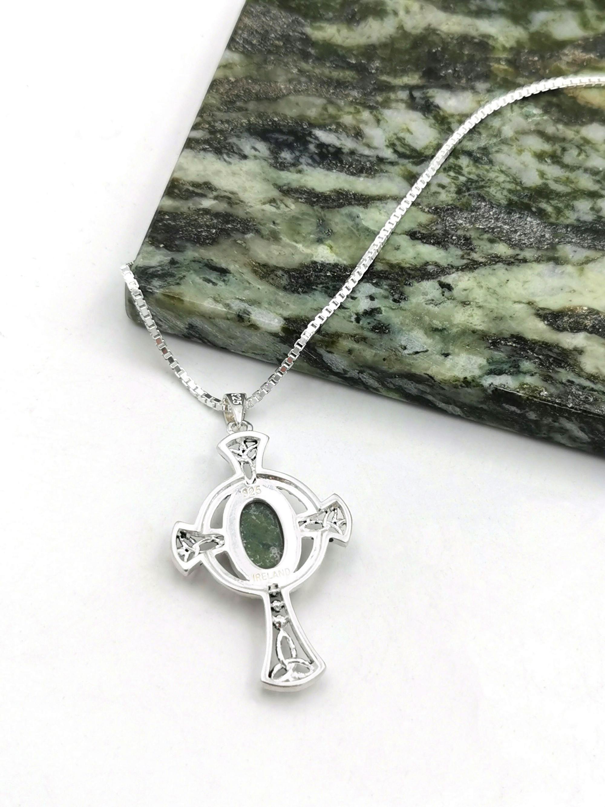 Sterling Silver Oval Connemara Marble Celtic… | My Irish Jeweler