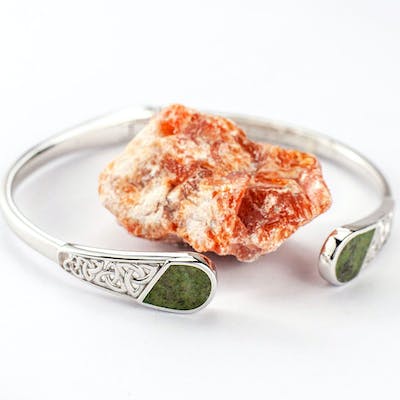 Sterling Silver Connemara Marble Trinity Knot Bangle