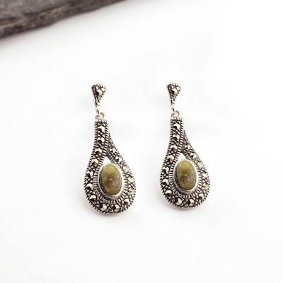 Silver Connemara Marble Earrings