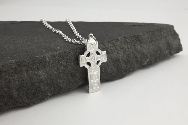 Celtic Cross & High Crosses Of Ireland - Shown with Classic Rolo Chain