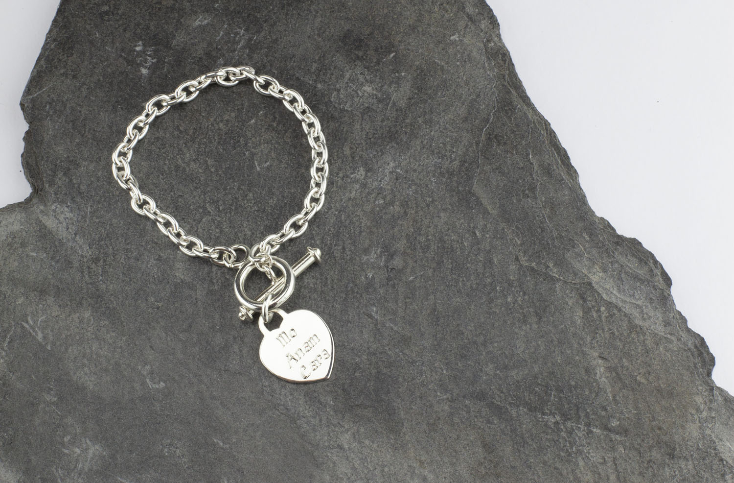 Womens Mo Anam Cara & Gaelic Bracelet in Real Sterling Silver