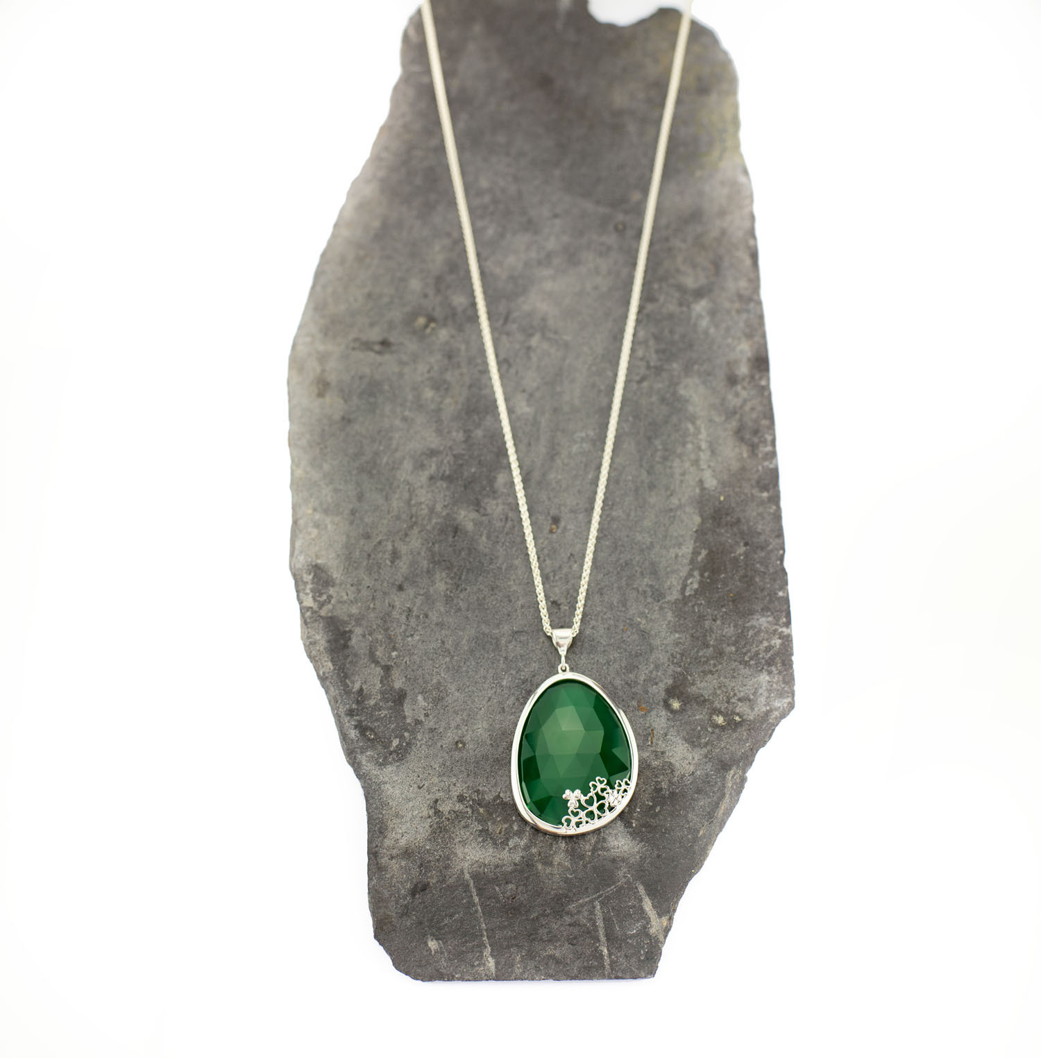 Womens Shamrock Necklace in Real Sterling Silver
