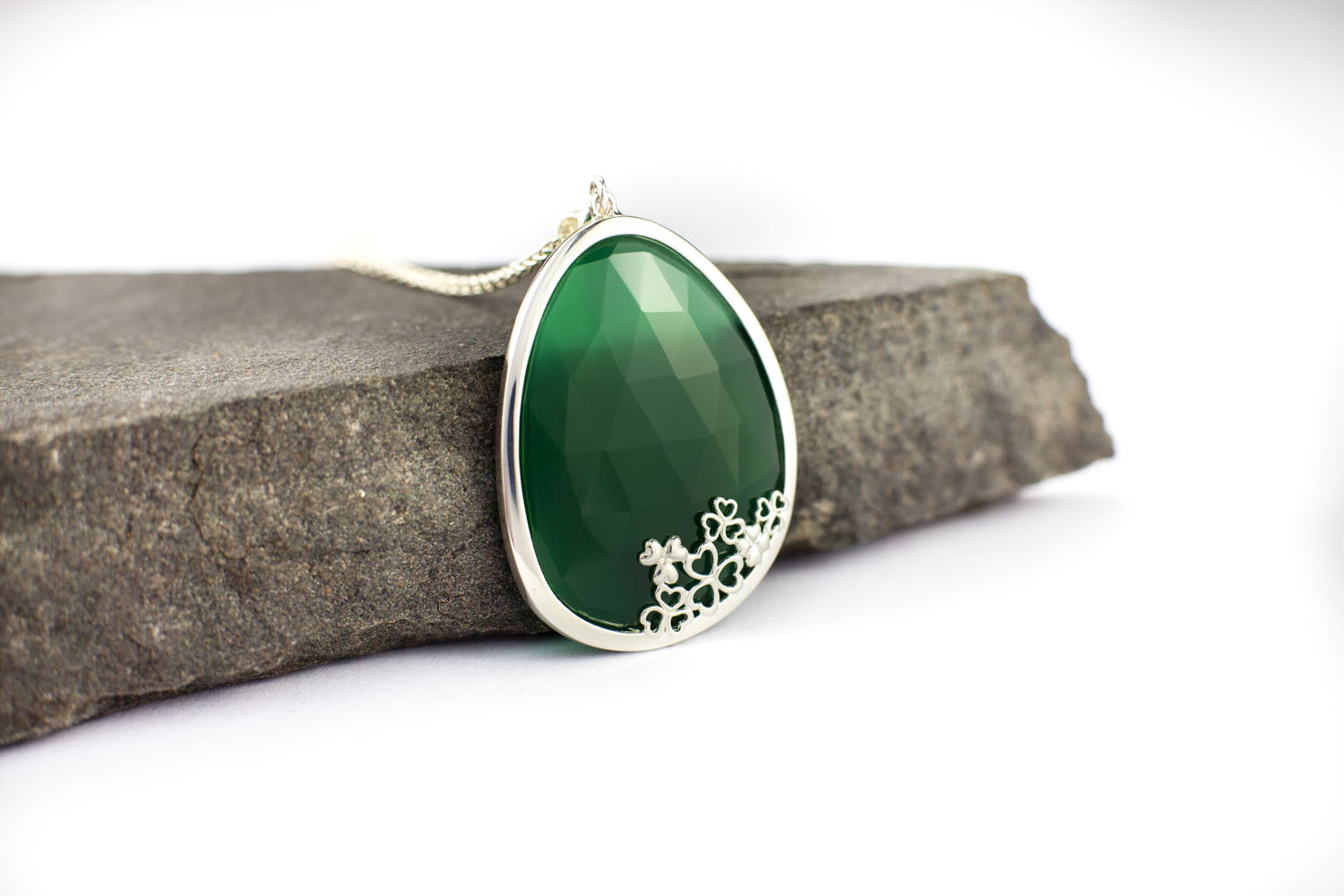 Real Sterling Silver Shamrock Necklace For Women