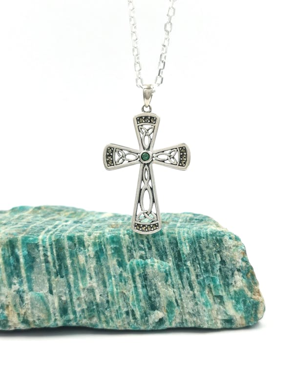 Celtic Cross & Trinity Knot - Shown with Light Cable Chain