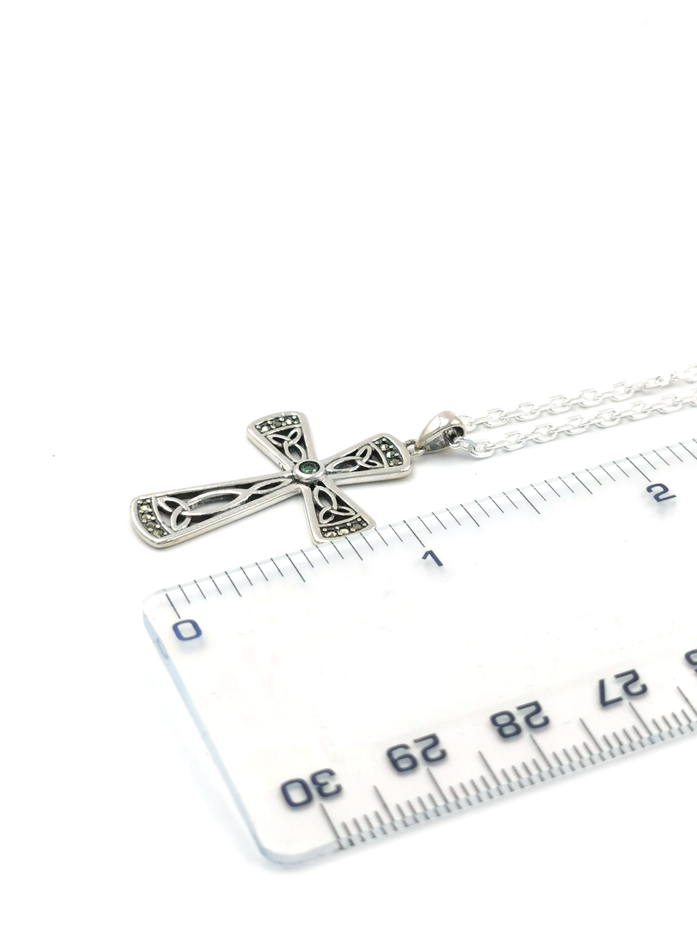Womens Celtic Cross Necklace in Real Sterling Silver. Picture For Scale.