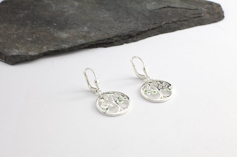 Womens Irish Sterling Silver Tree of Life Earrings