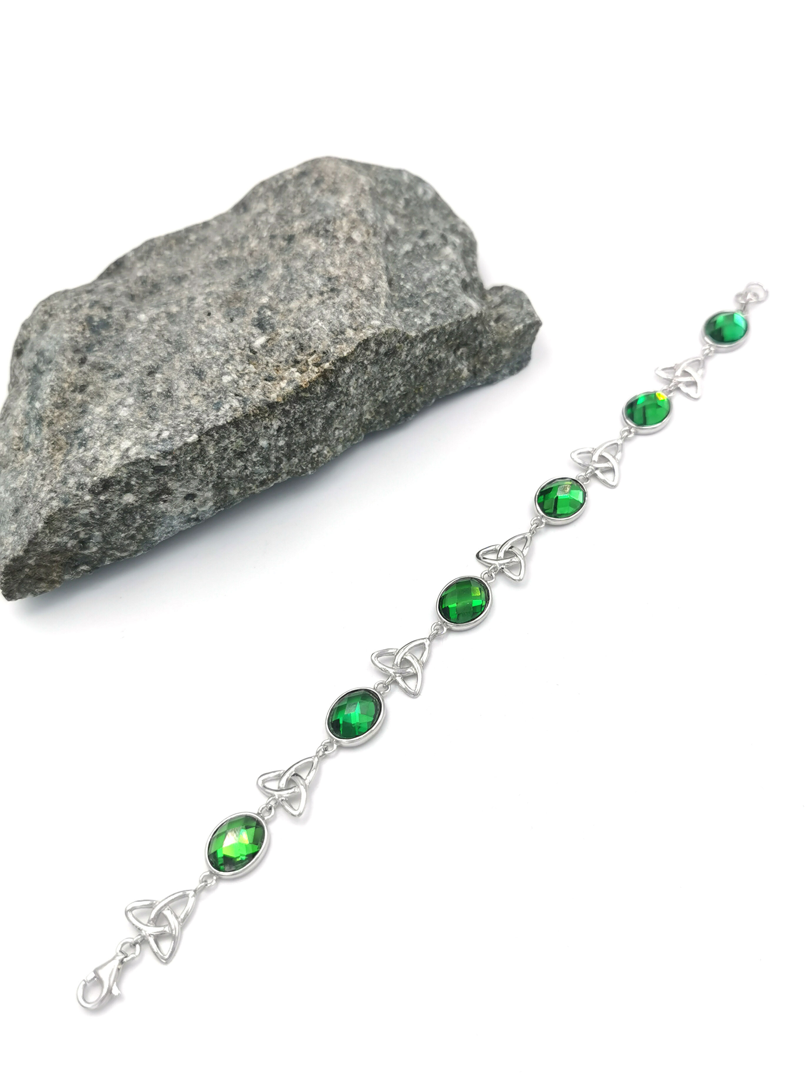 Sterling Silver Stone Set Trinity Knot Bracelet,… | My Irish