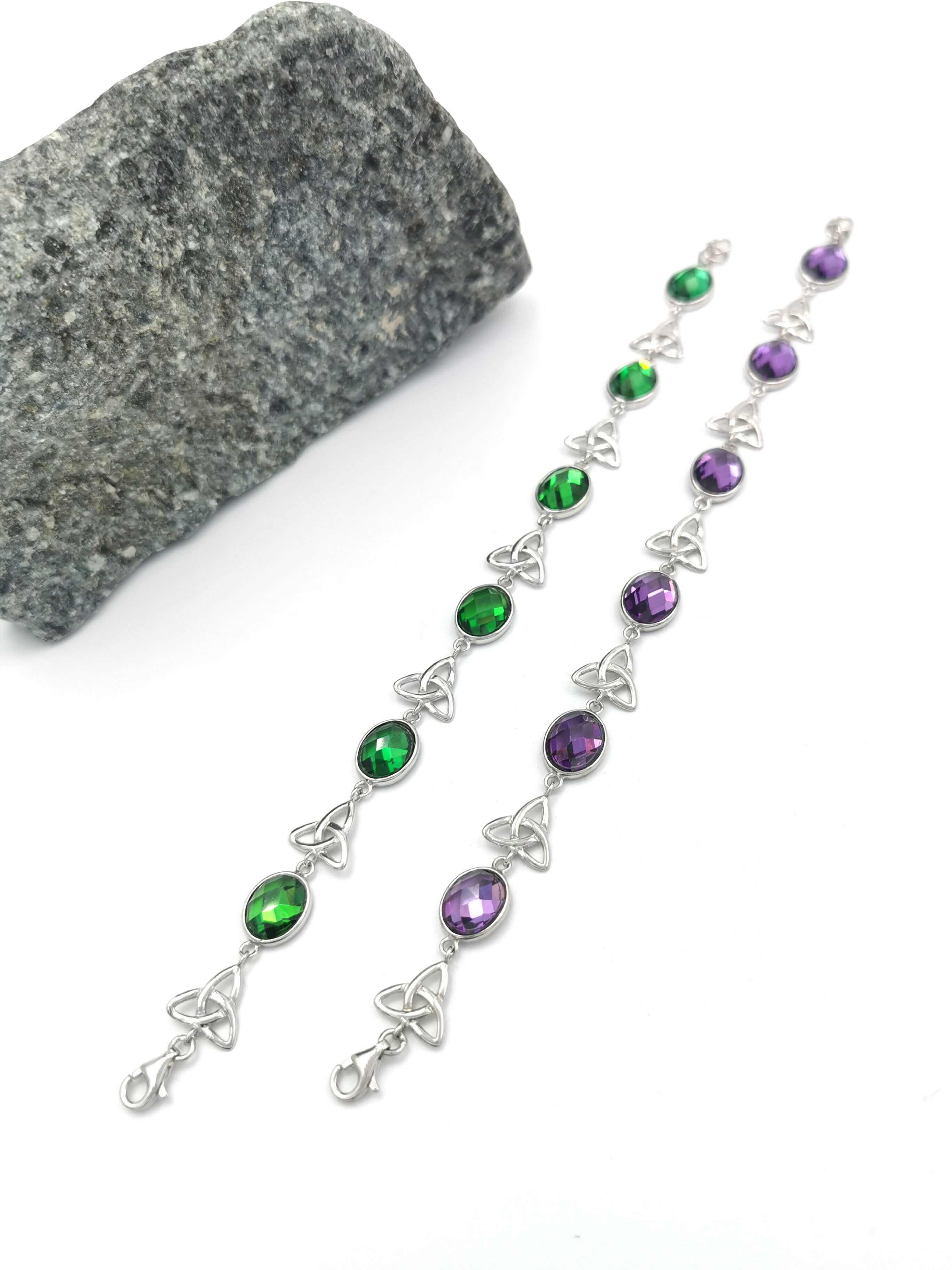 【STONEHENgE】Silver Material Stick Bar Bracelet SC24B15T Sterling-Silver-Green-Stone-