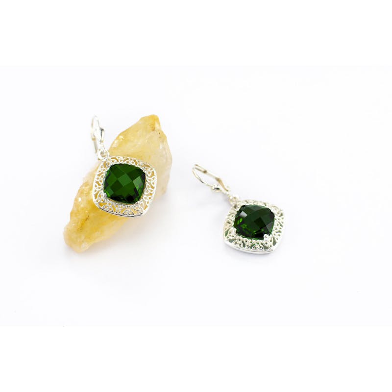Sterling Silver Moldavite Celtic Knot Earrings Sterling Silver Moldavite Celtic Knot Earrings
