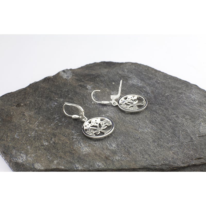 Irish Sterling Silver Tree of Life & Trinity Knot Earrings For Women
