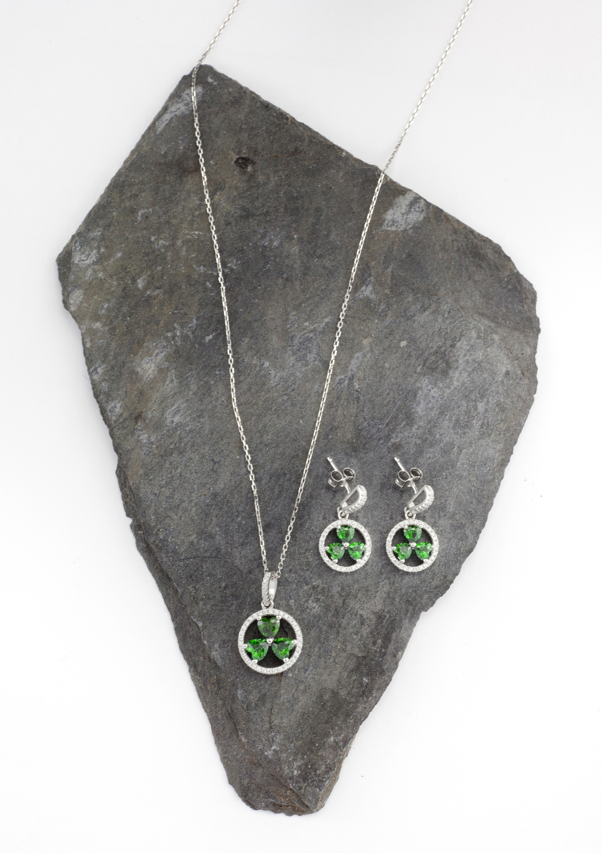 Shamrock - Pendant and Matching Earrings