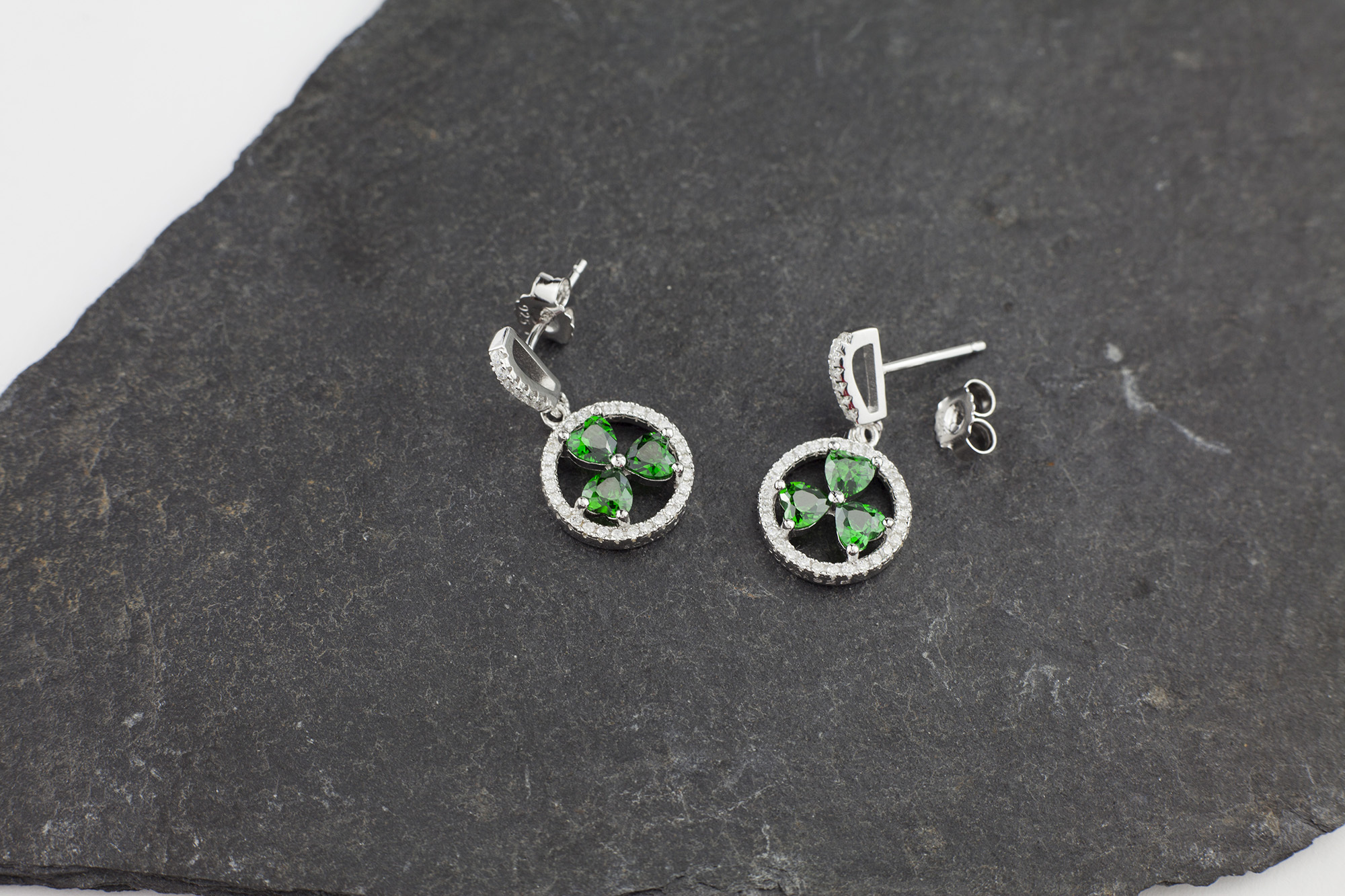 Irish Sterling Silver Shamrock Earrings For Women