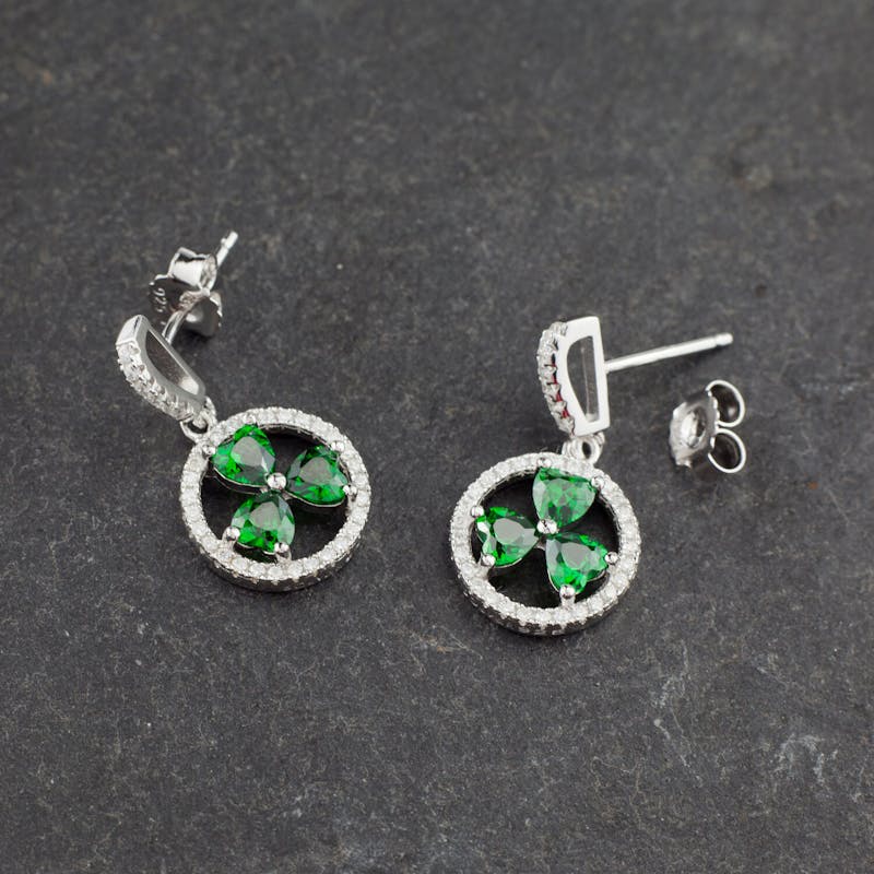 Womens Attractive Sterling Silver Shamrock Gift Set
