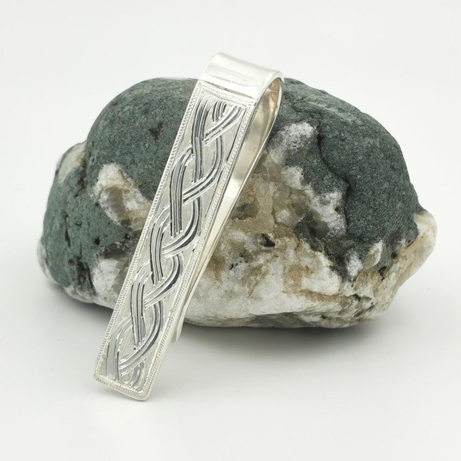 Sterling Silver Hand Engraved Celtic Tie-Bar