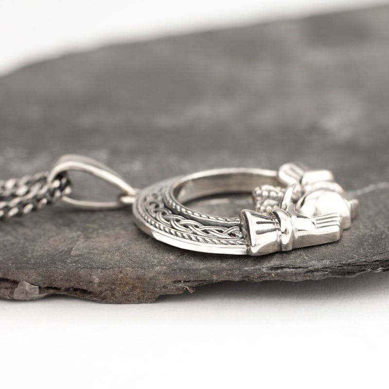Genuine Sterling Silver Claddagh Gift Set For Men With a Oxidized Finish