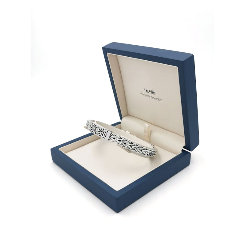 Mens Genuine Sterling Silver Trinity Knot Bracelet. In Luxury Packaging.