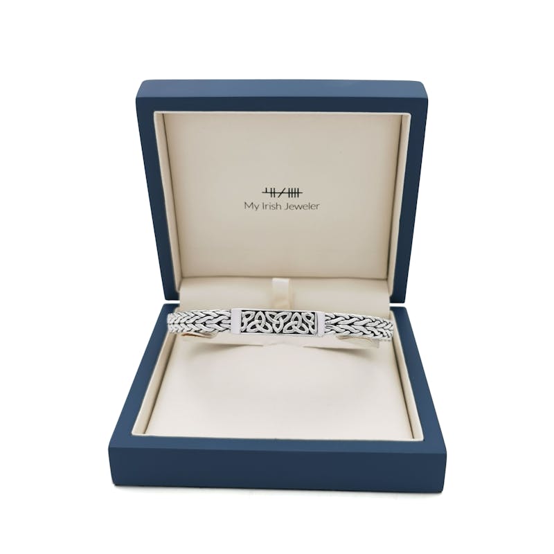 Genuine Sterling Silver Trinity Knot Bracelet For Men. In Luxury Packaging.