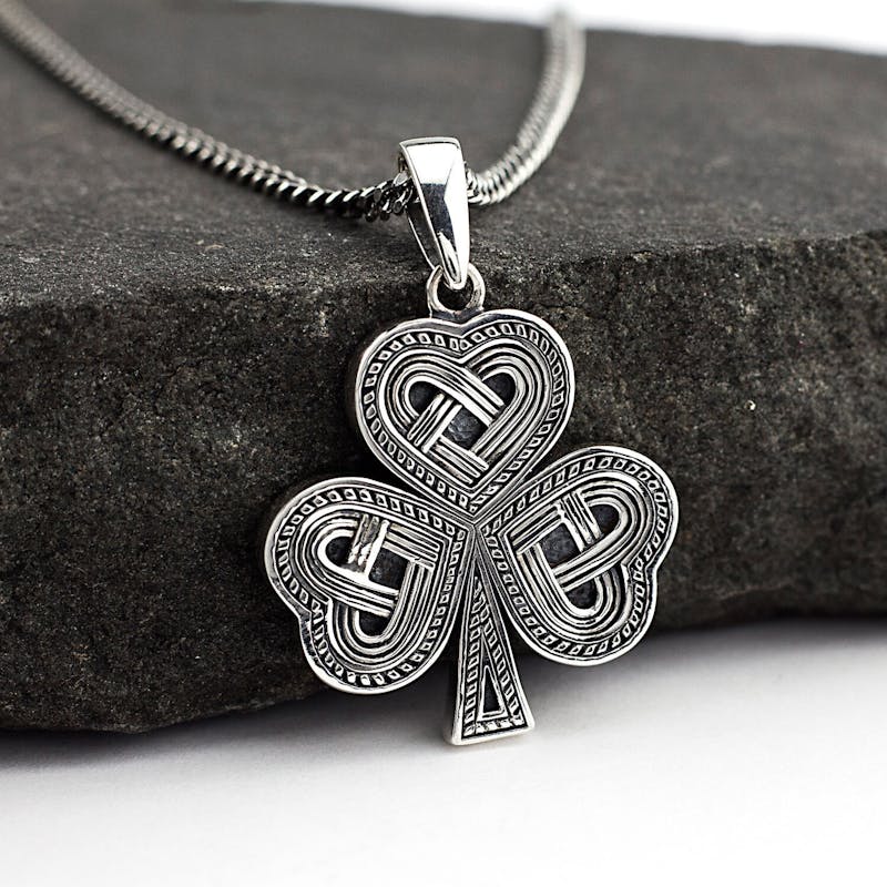 Sterling Silver Heavy Shamrock Pendant Made In Ireland - Silver Necklace Pendant Au Sterling Silver Heavy Shamrock Pendant Made In Ireland - Silver Necklace Pendant Au