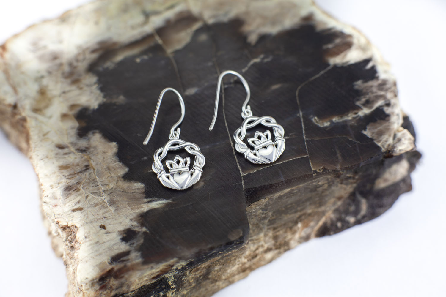 Small Genuine Sterling Silver Claddagh Earrings For Women