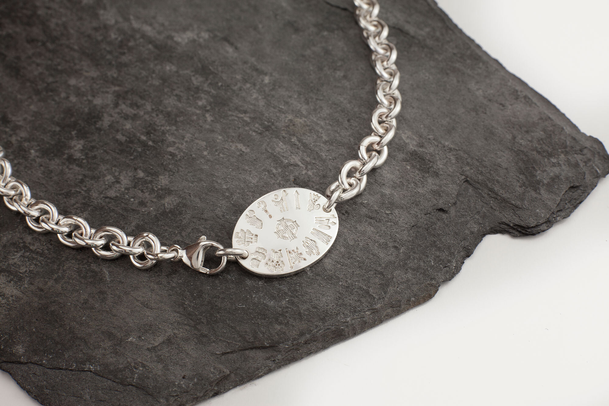 Womens Sterling Silver History Of Ireland Necklace