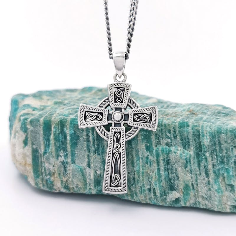 Celtic Cross & Celtic Knot - Shown with 20" Antique Curb Chain