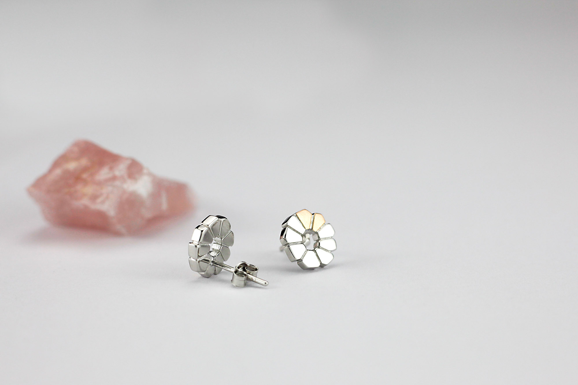 Womens Irish Gold & Folklore Earrings in Sterling Silver & 10K Rose Gold