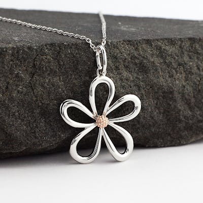 Sterling Silver And Irish Rose Gold Celtic Daisy Pendant