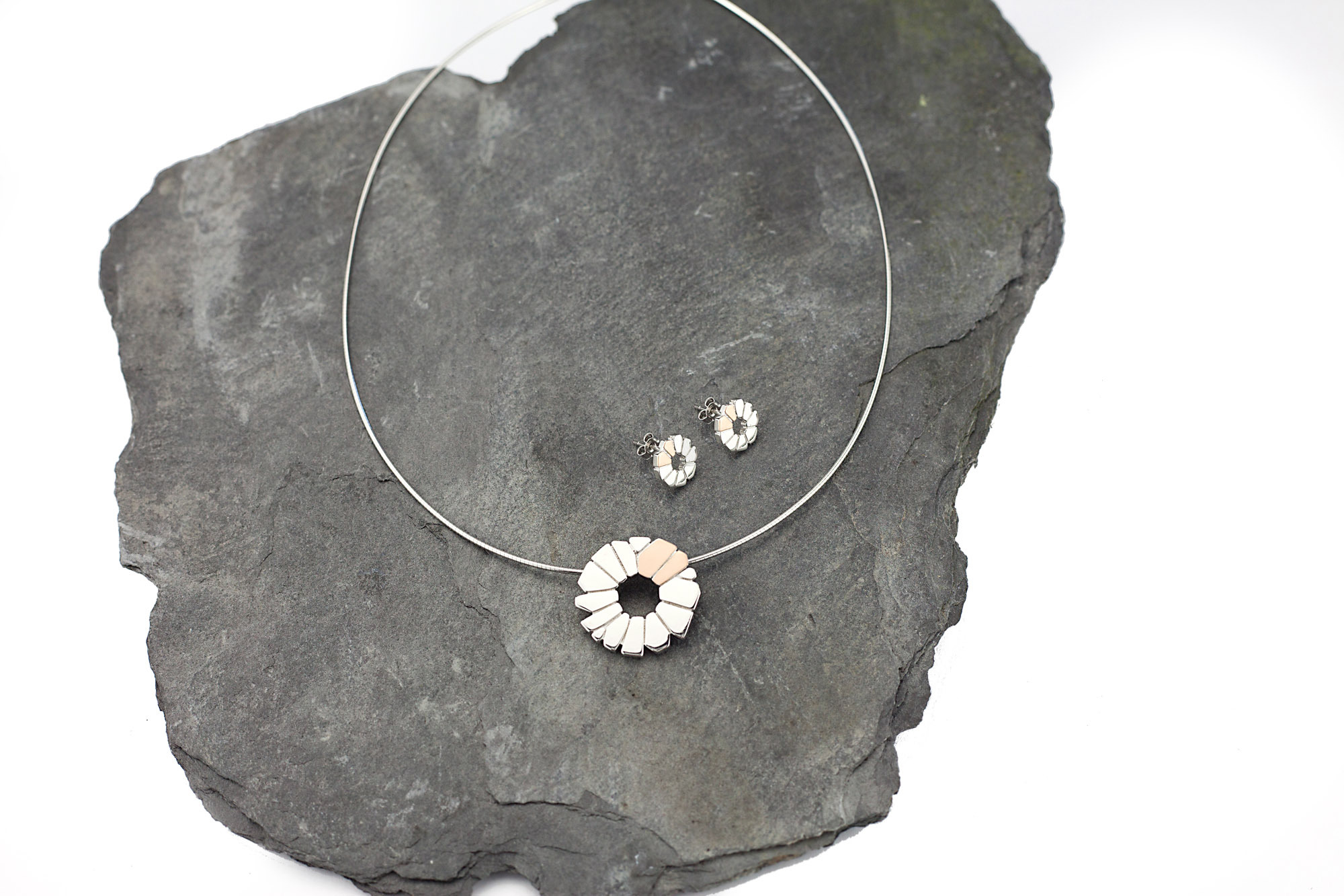 Traditional Sterling Silver & 10K Rose Gold Irish Gold Earrings For Women