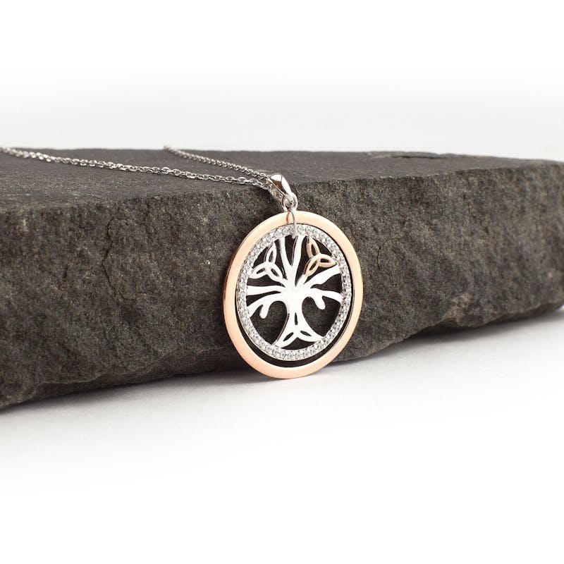 Tree of Life & Irish Gold - Shown with Light Cable Chain