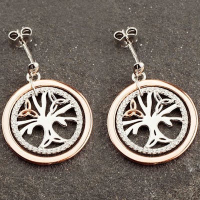 Rose gold tree of life earrings Clearance