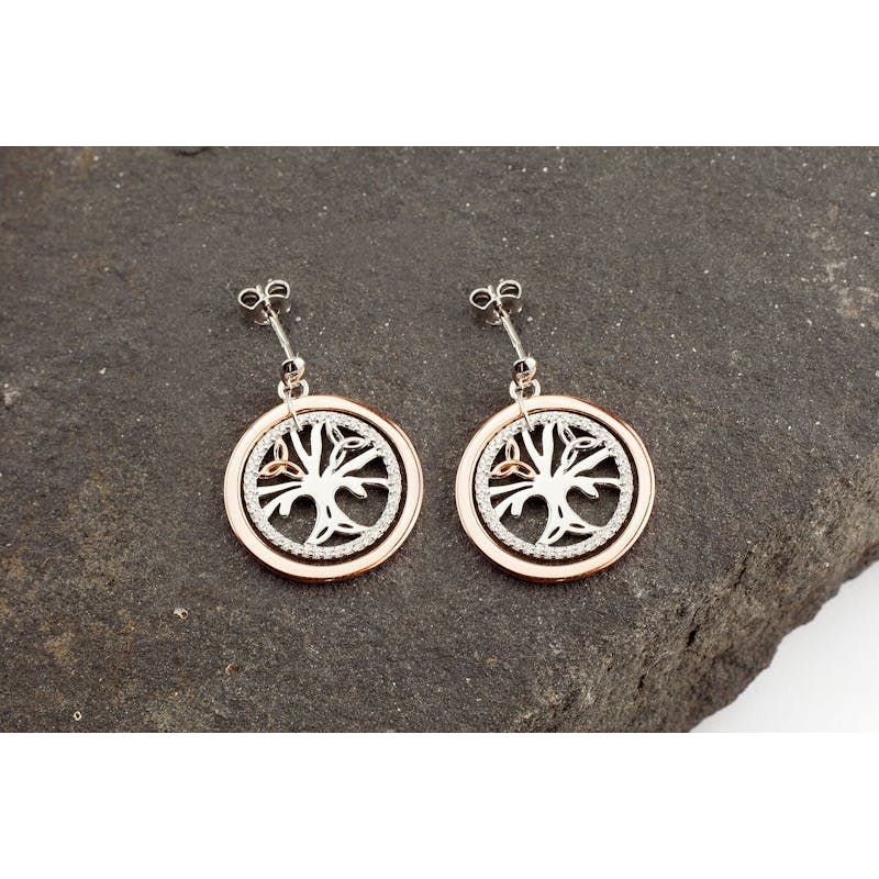 Striking Sterling Silver & Rose Gold Tree of Life Gift Set For Women