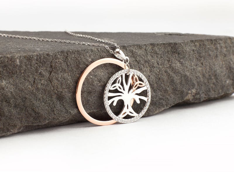 Womens Sterling Silver & Rose Gold Tree of Life Gift Set