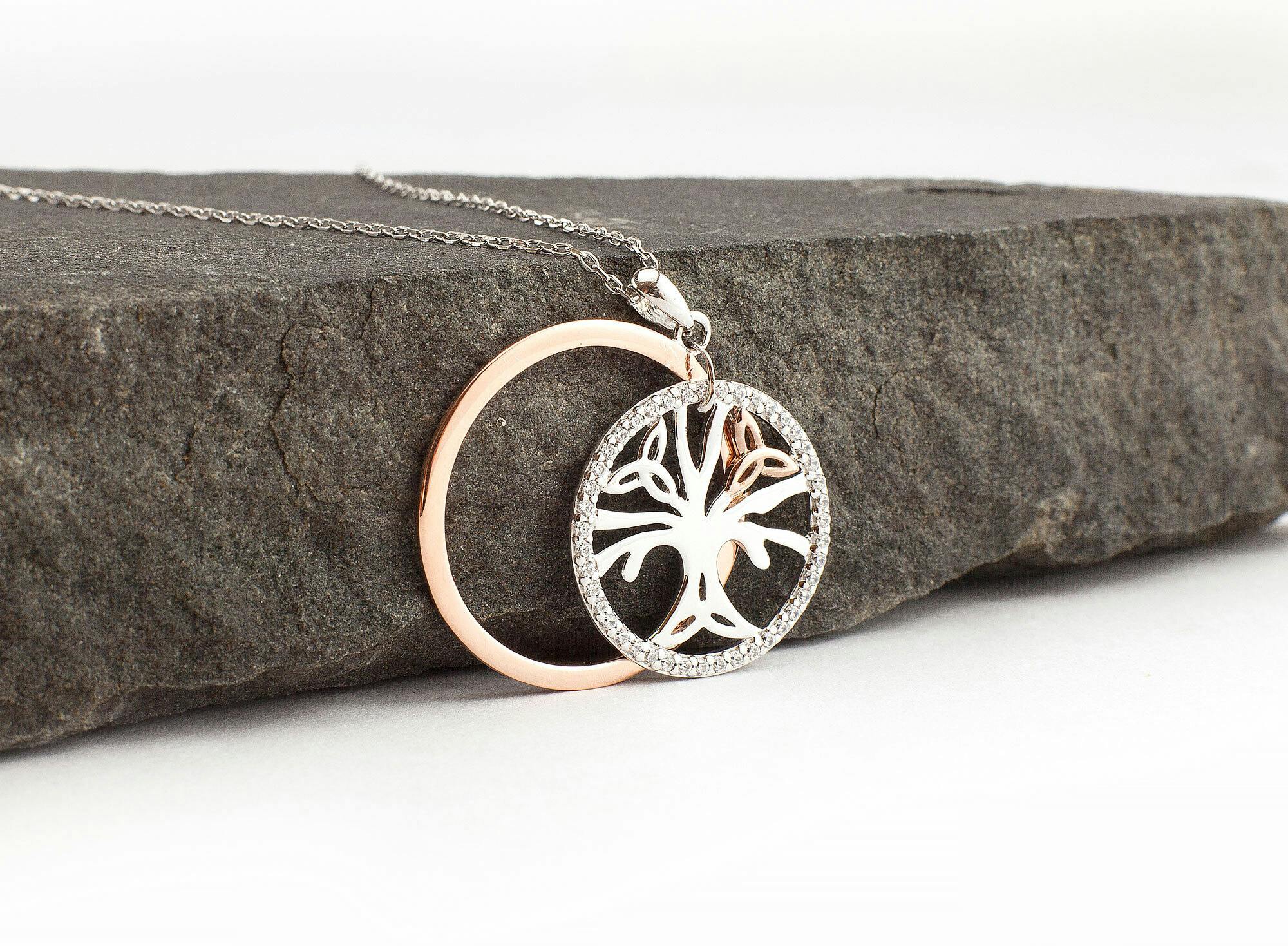 Celtic Tree of Life Pendant 10K Rose Gold and Silver — Basil-Ltd: Irish & Celtic