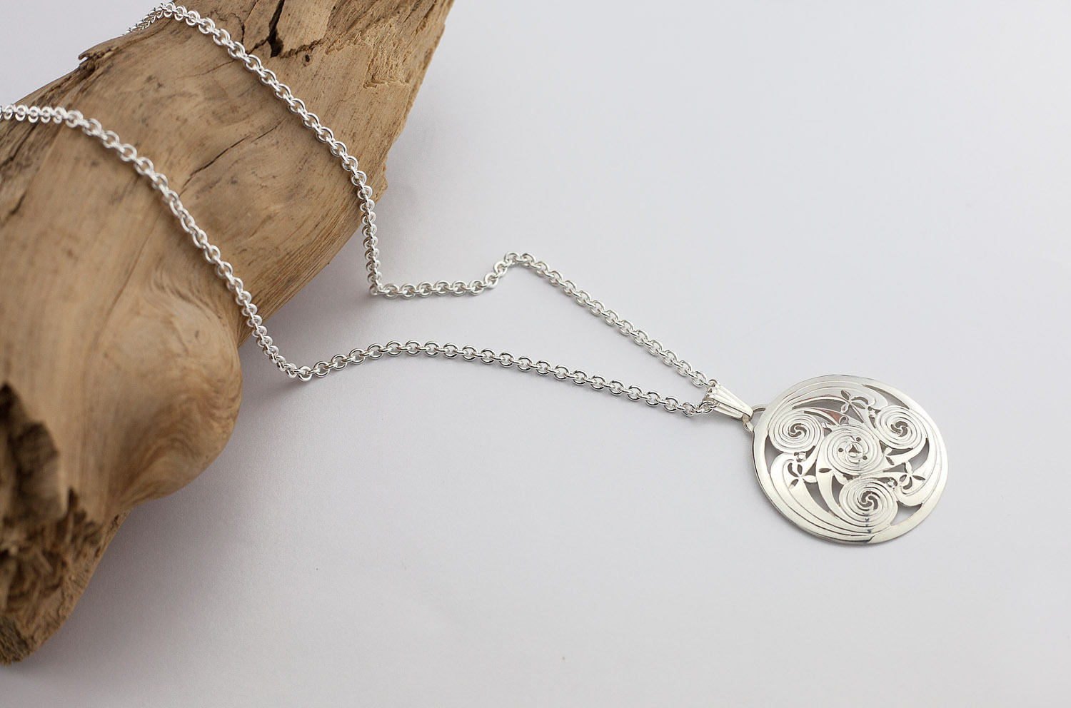 Womens Medium Sized Celtic Knot Necklace in Real Sterling Silver