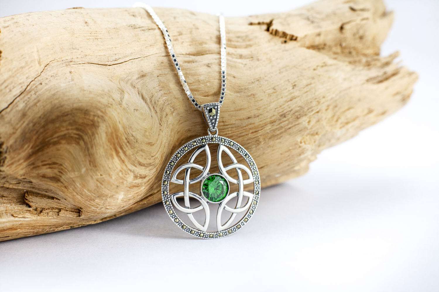 Celtic Love knot Birthstone Necklace in Sterling Silver | Walker Metalsmiths