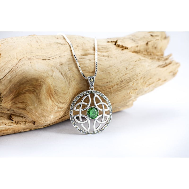 Marcasite and Green CZ Celtic Knot Necklace, From… My Irish Jeweler