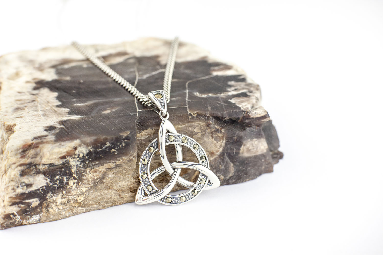 Womens Large Trinity Knot Necklace in Real Sterling Silver