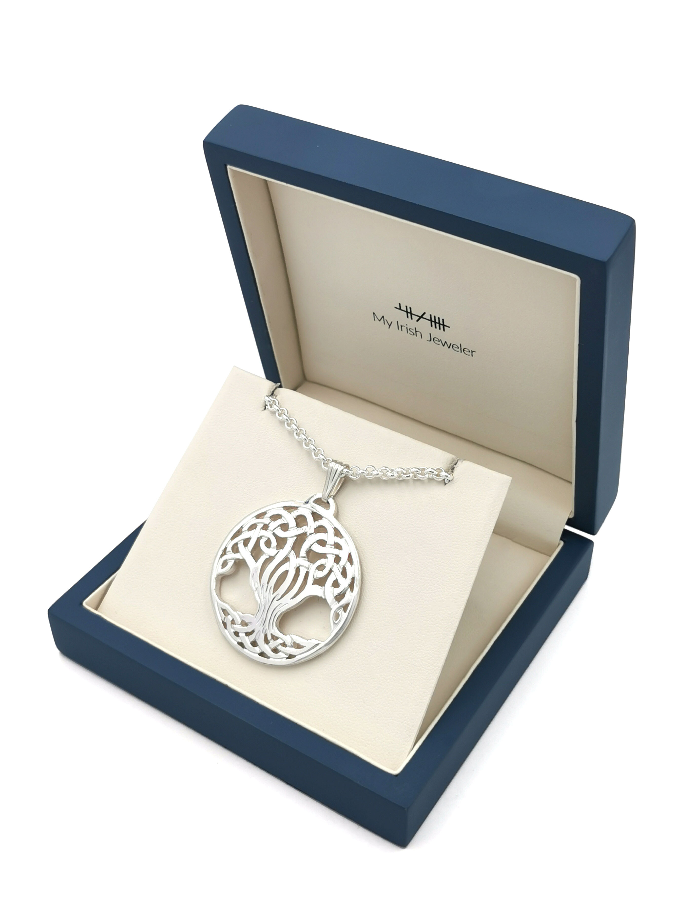 Striking Sterling Silver Tree of Life Necklace With a Polished Finish. In Luxury Packaging.